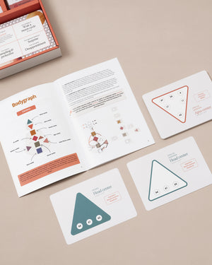 Close-up of Human Design cards showing gates and centres